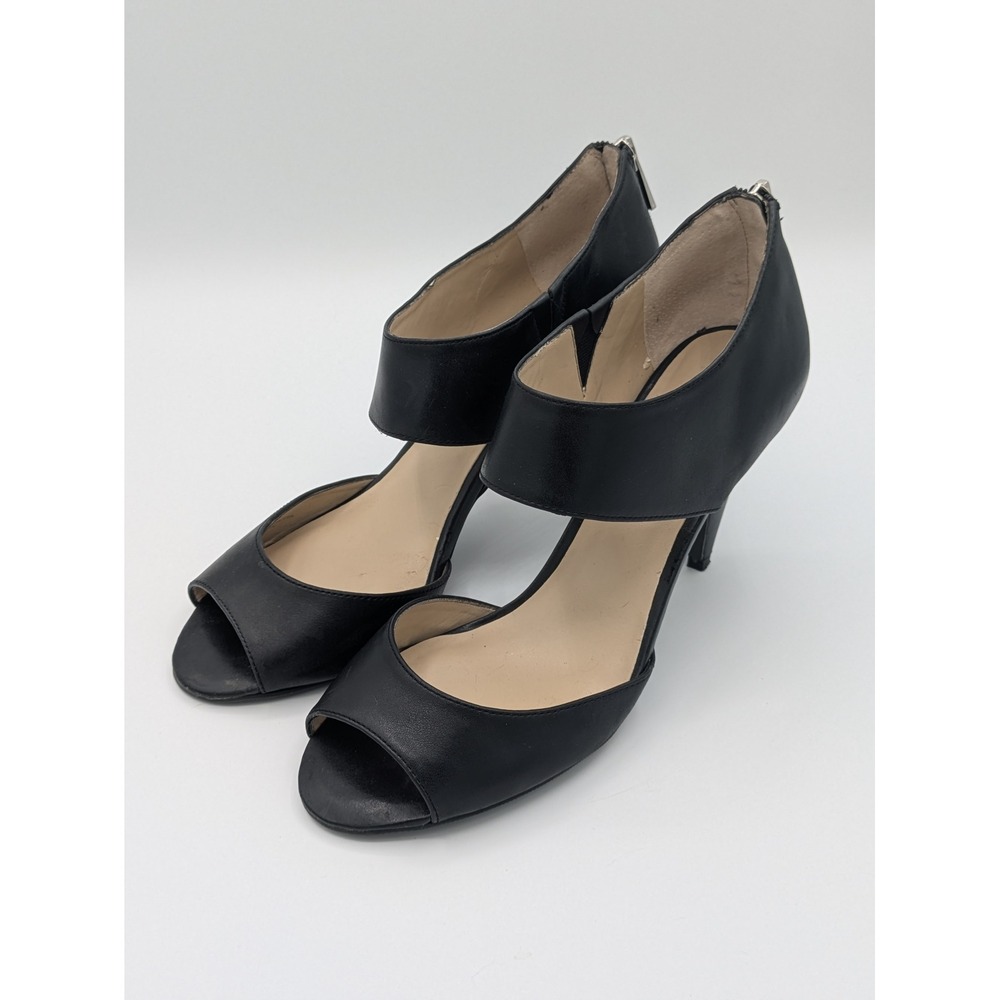 INC International Concepts Heels Size 8M Black Peep Toe Back Zip Stiletto Shoes